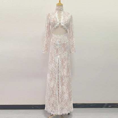 Women's High-grade Lace Fabric Backless Sexy Dress Dresses