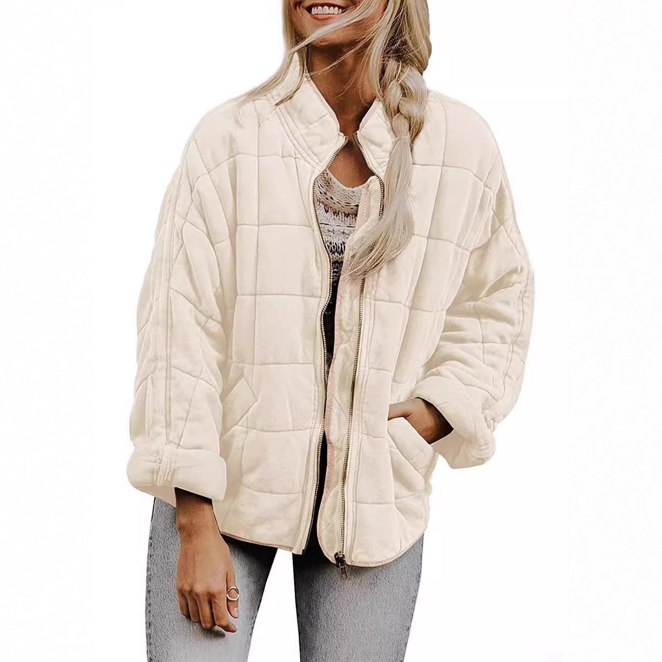 Women's Solid Color Stand Collar Loose Long Coats