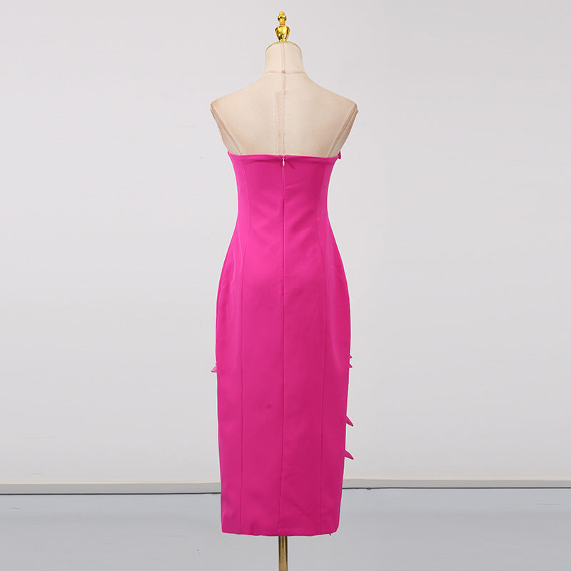 Women's Three-dimensional Flower Slim Fit Patchwork Split Dresses