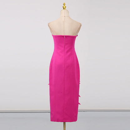 Women's Three-dimensional Flower Slim Fit Patchwork Split Dresses
