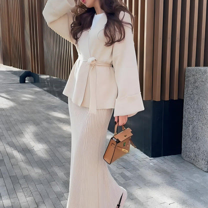 Wide Sleeve Temperament High Waist Half-length Suits