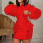 Autumn Solid Color Puff Sleeve Two-piece Skirts