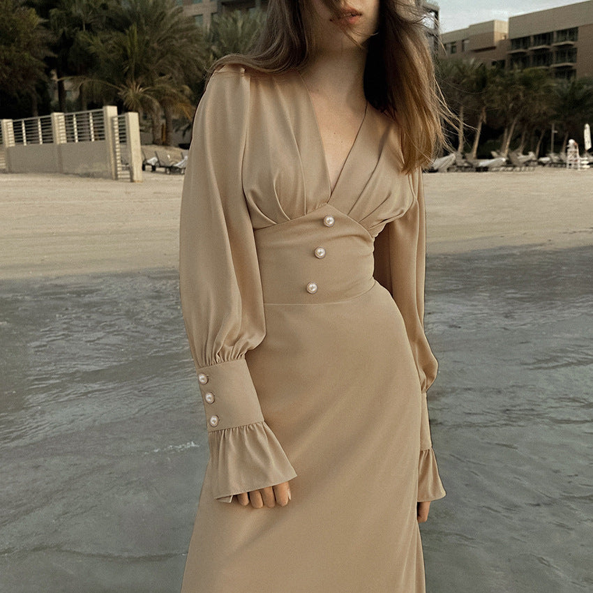 Women's Fashion Design Dress Autumn Simple Slim Fit A- Line Dresses
