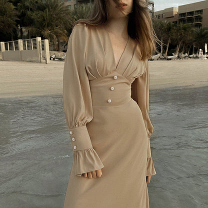 Women's Fashion Design Dress Autumn Simple Slim Fit A- Line Dresses