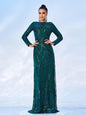 Women's Temperament Long Sleeve Round Neck Sexy Sequined Dresses