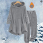 Women's Solid Color Plush Hooded Long Sleeve Suits