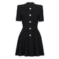 Women's Version Summer Fashion Quality Knitted Lapel Slim Slimming Dresses