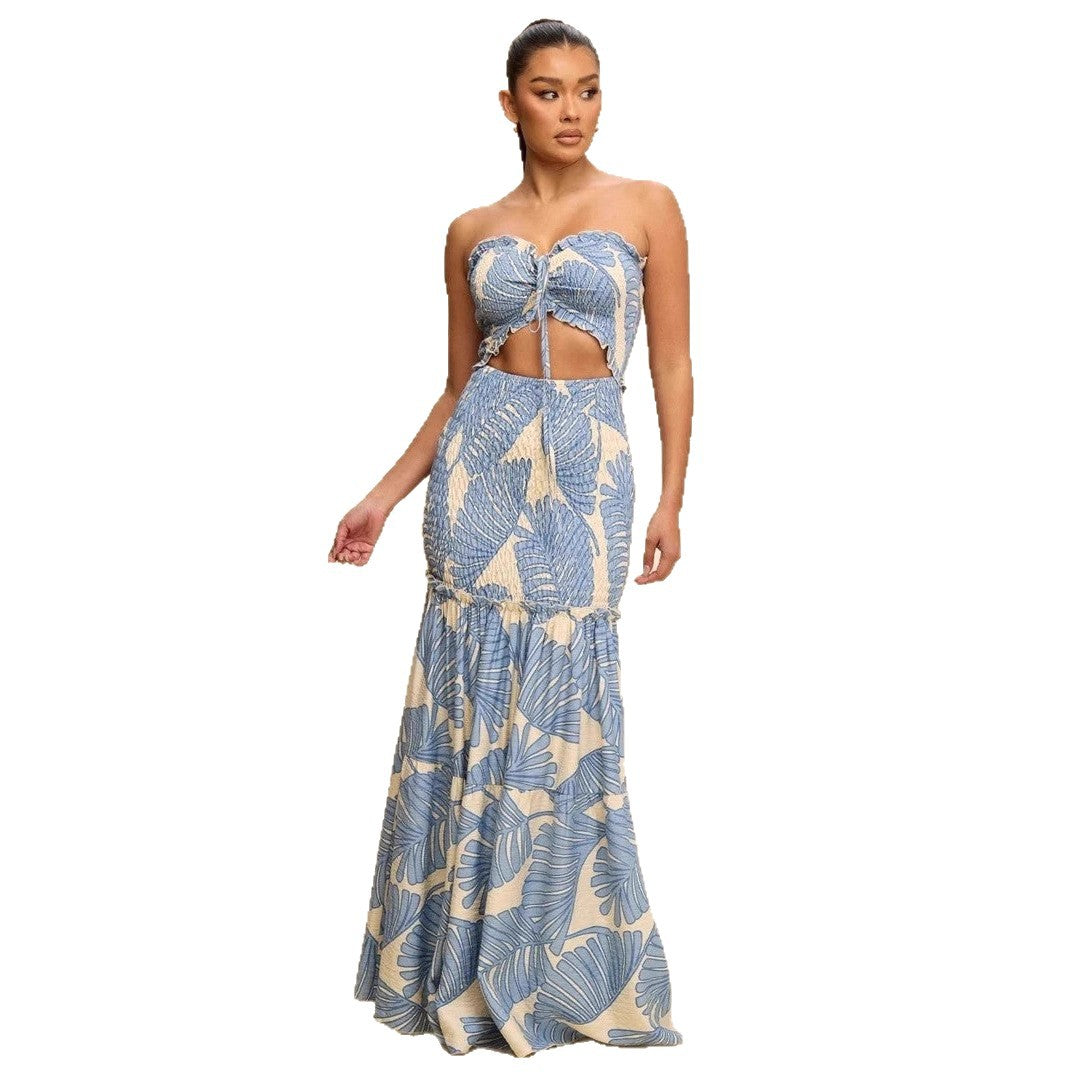 Women's Fashion Wear Printed Tube Cinched Dress Dresses