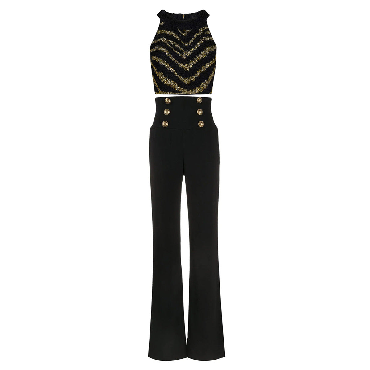 Summer Rhinestone Black Temperament Commute High Suits
