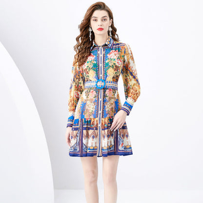 Edge Mini Retro Printed Dress Two-piece Dresses