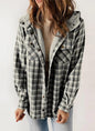 Women's Plaid Long Sleeve Furry Hooded With Coats