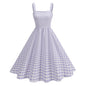 Pink Plaid Young Strap Long Dress Tops