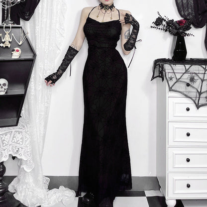 Women's Summer Dark Elegant Sexy Collar Spider Dresses