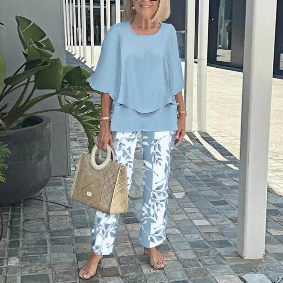 Neck Shirt With Half Sleeve Printed Floral Suits