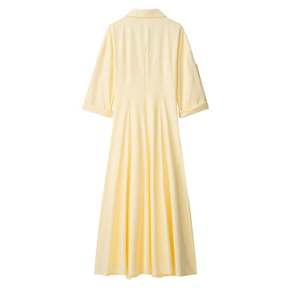 Summer Lapel Shirt Trench Solid Color Dresses