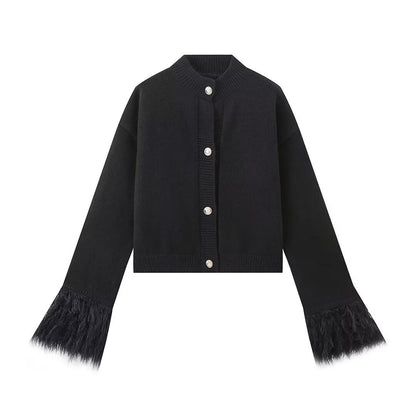 Women's Trendy Cuff Fur Stitching Commuter Sweaters