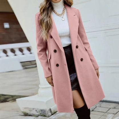Trade Lady Temperament Elegant Double-breasted Woolen Coats