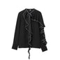 Women's Autumn Laminated Bow Collar Shirt Blouses