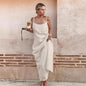 Women's Casual Cotton Linen Suspender Simple Loose A- Dresses