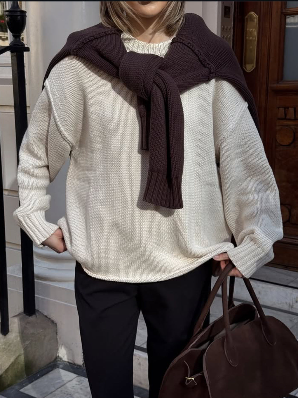 Round Neck Reverse Pure Color Casual Tops