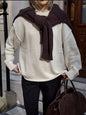 Round Neck Reverse Pure Color Casual Tops