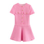 Women's Pocket Round Neck Textured Sleeve Dress Dresses