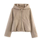Women's Loose Hooded Suede Texture Effect Jackets