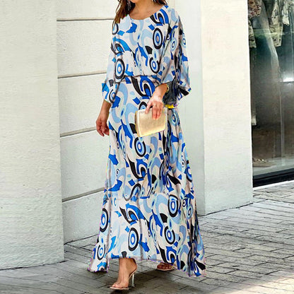 Women's Summer Loose Print Long-sleeved High Waist Suits