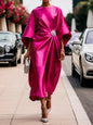 Women's Commuting Elegant Flower Beads Decorative Satin Dresses