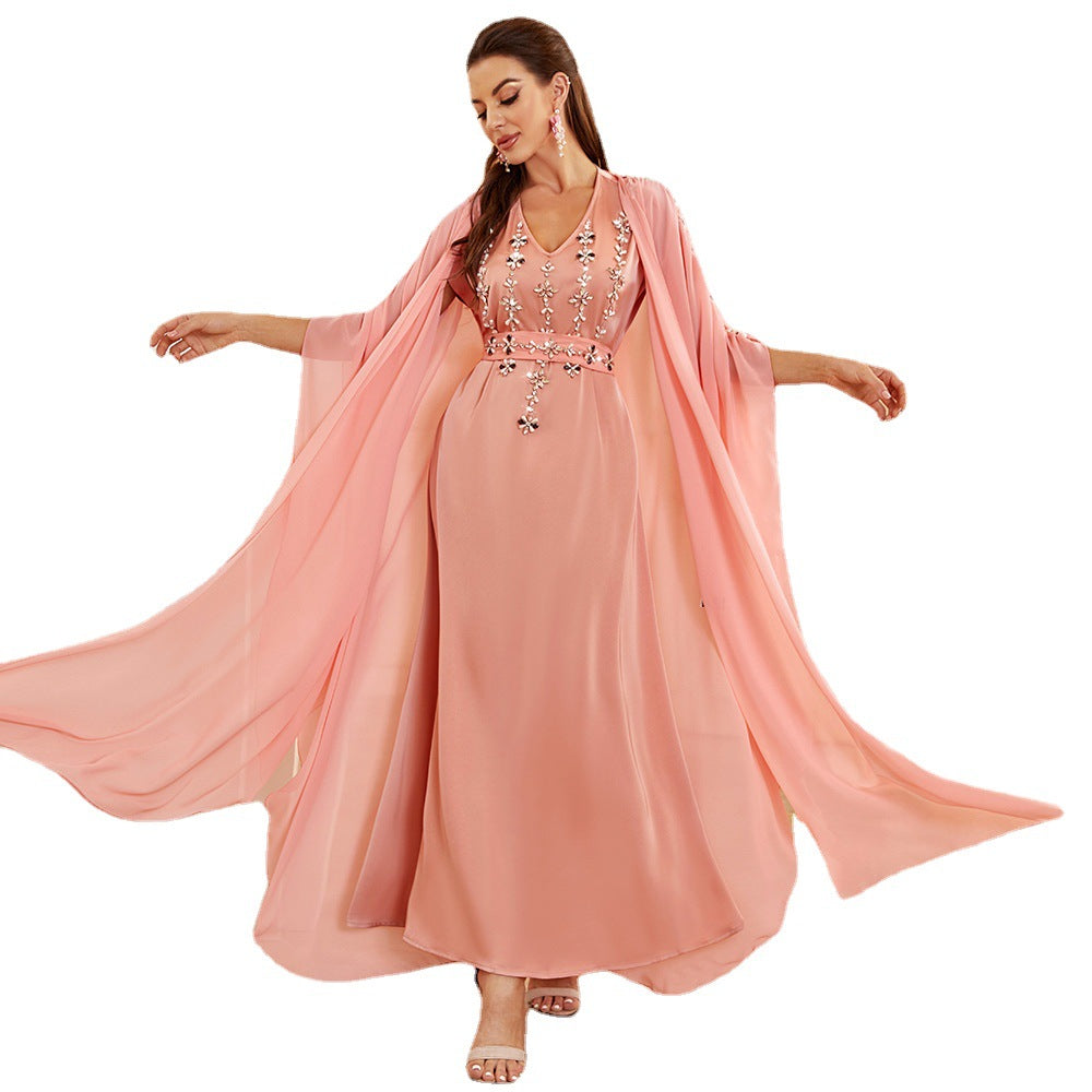 Women's Glamorous Coral Pink Two-piece Dress Dresses