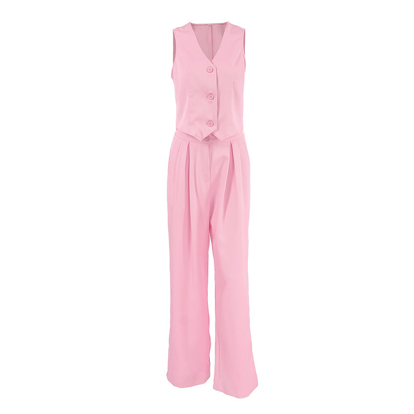 Simple Stylish Casual Sleeveless Solid Color Suits