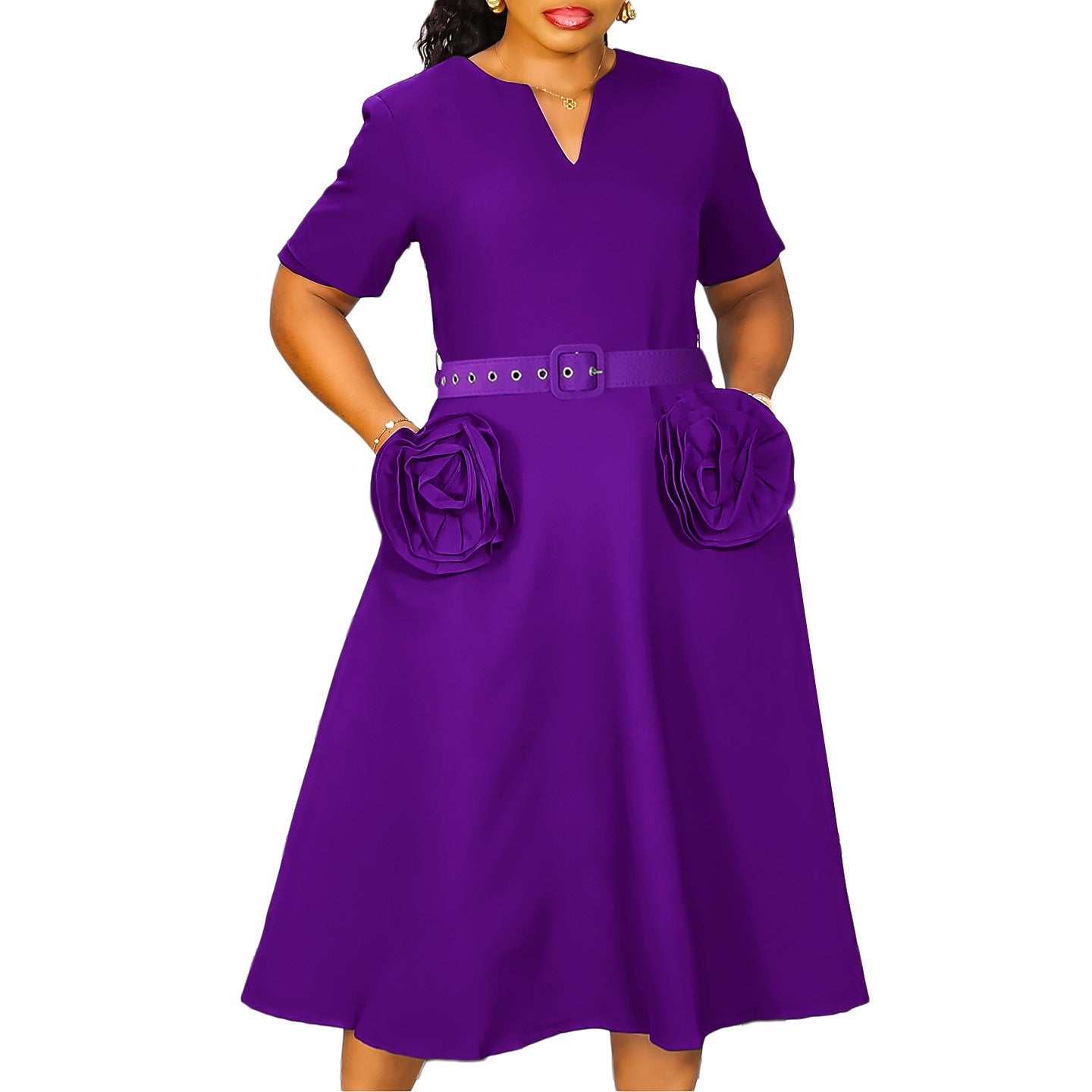 Women's Fashion Elegant Sleeve Tight Waist A- Dresses
