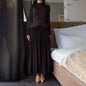 Women's Spring Half Turtleneck Fashion Temperament Bandage Long Two-piece Suits