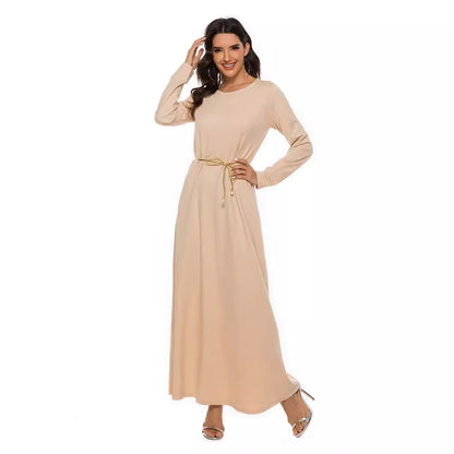Muslim Basic Style Long Sleeve Inner Dresses