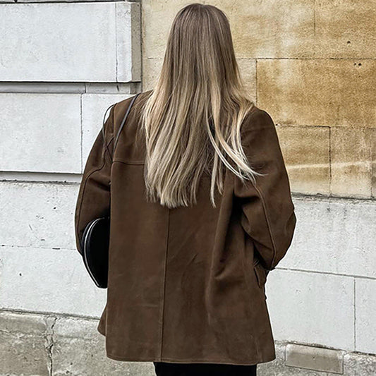 Retro Suede Lapel Personalized Niche Loose Coats