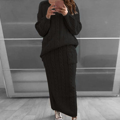 Women's Fashion Twist Stitch Set Dress Sweaters