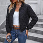 Women's Cotton Stand Collar Quilted Diamond Lattice Coats