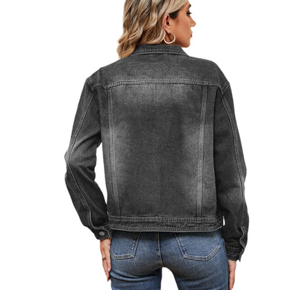 Women's Washed Denim Casual Long Sleeve Jackets