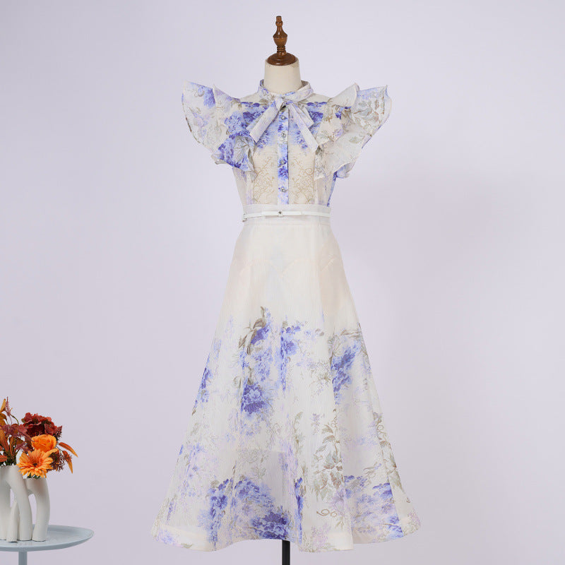 Style Stand Collar Ruffle Diamond Button Sleeveless Wide Suits