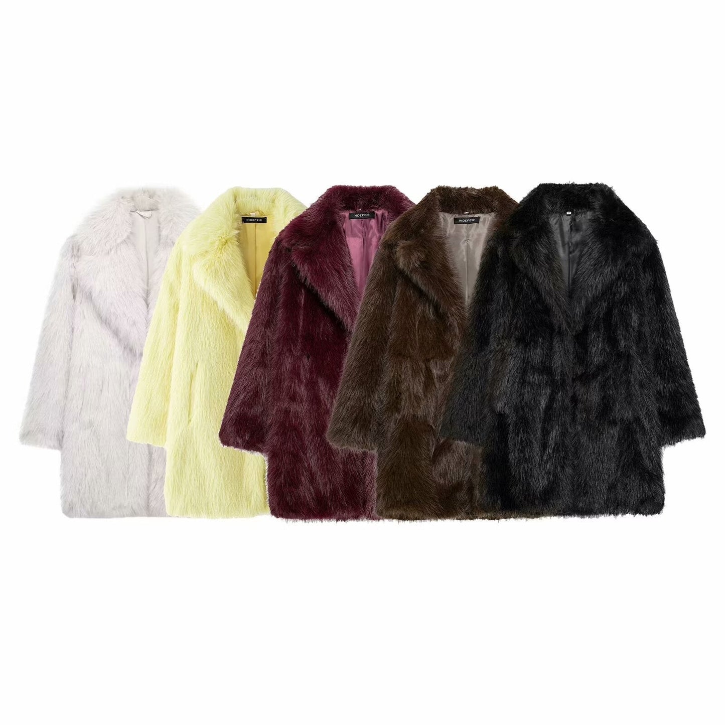Women's Elegant Long Artificial Fur Furry Coats