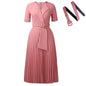 Sleeve Fashion Elegant Pleated High Waist Dresses