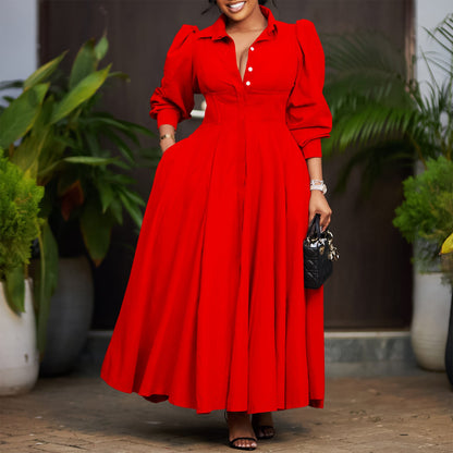 Women's Long Sleeve Big Hem Shirt Dress Fashionable Dresses