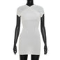 Women Clothing Summer Solid Color Casual Short Sleeve Front Cross Back Exposed Hollow Out Cutout Out Short Dress