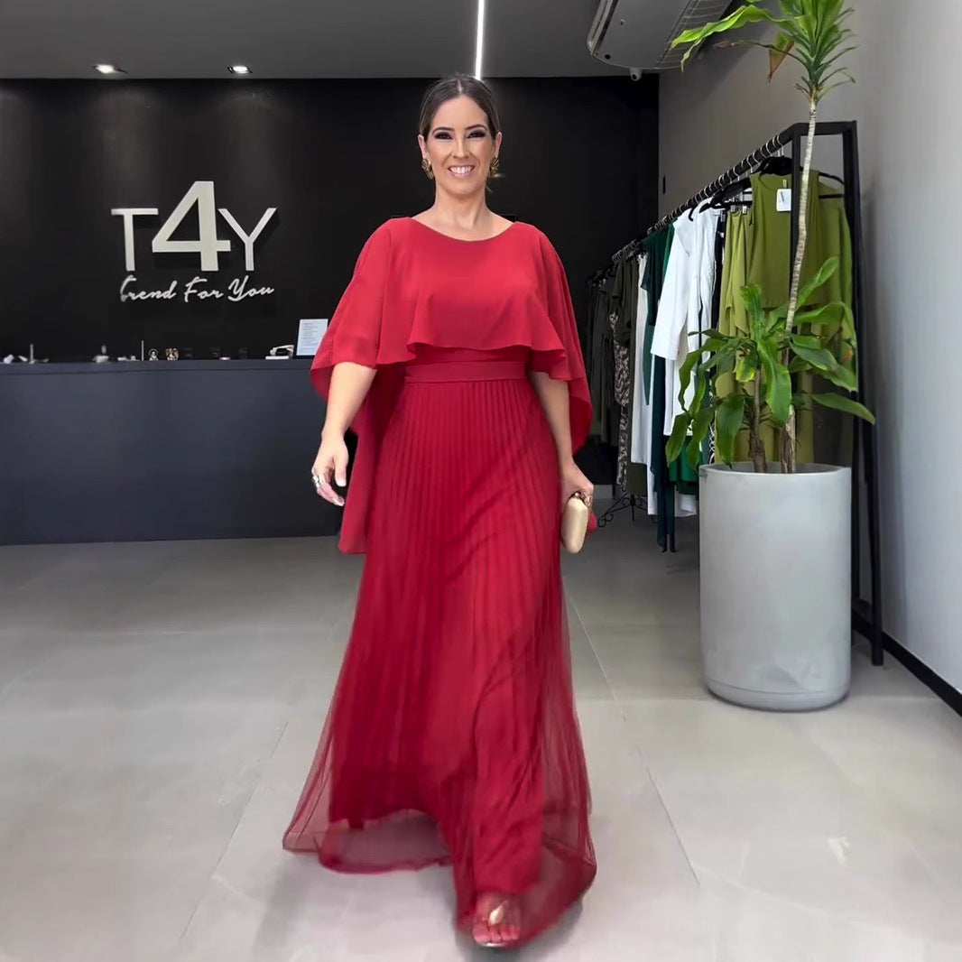 Women's Shawl Sleeve Dress Comfort Casual Swing Dresses