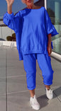 Women's Casual Solid Color Round Neck Long Suits
