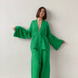 Women's French Style Loose Trousers Gauze Two-piece Solid Suits