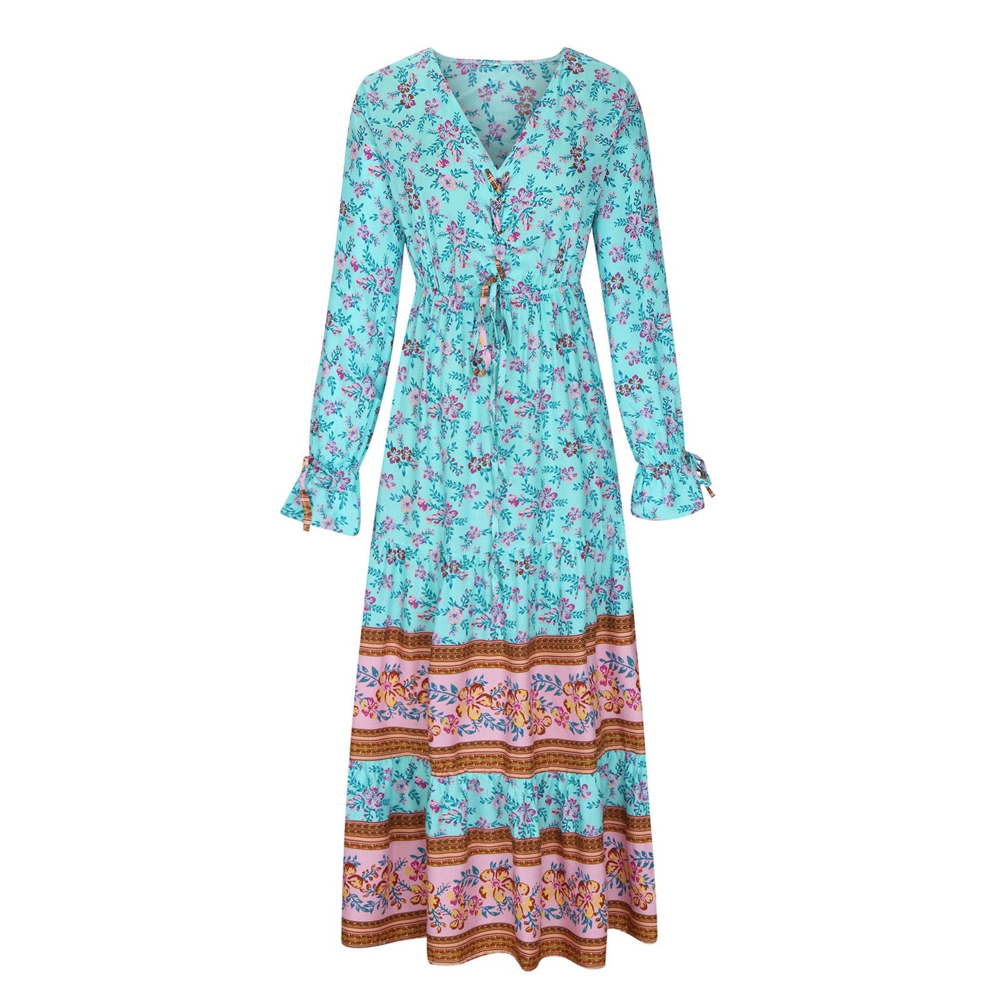 Women's Holiday Beach Dress Bohemian Printed Swing Dresses