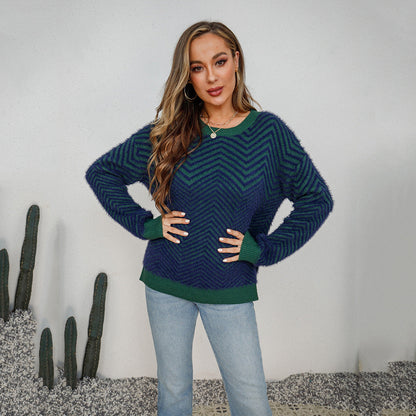 Women's Spring Round Neck Pullover Long Sleeve Sweaters