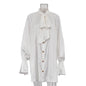 Women's Fashionable White Shirt Dress Satin Draping Dresses