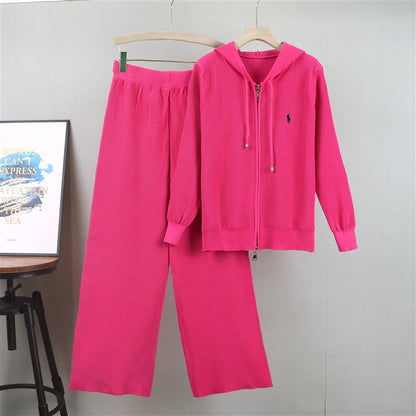 High Sense Loose Western Style Casual Hooded Embroidered Suits